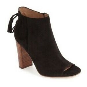 Halogen Warin Open Toe Black Suede Bootie
